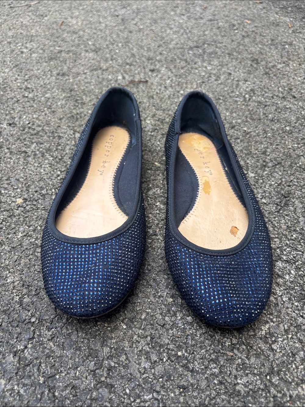 Copper Key Sparkling Navy Blue Women's Flats Size 8M